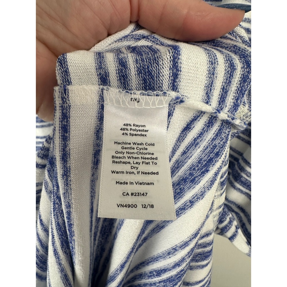 Talbots Blue White Striped Midi Dress Tie Back Keyhole Coastal Nautical Medium - Picture 3 of 7